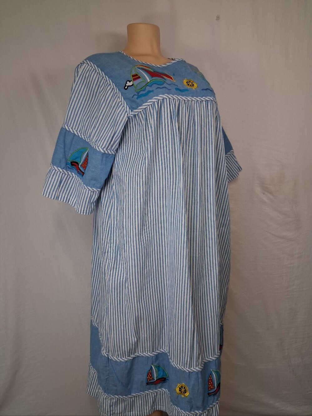 Woman Within Blue and White Striped Cotton Top Size M - Picture 9 of 17